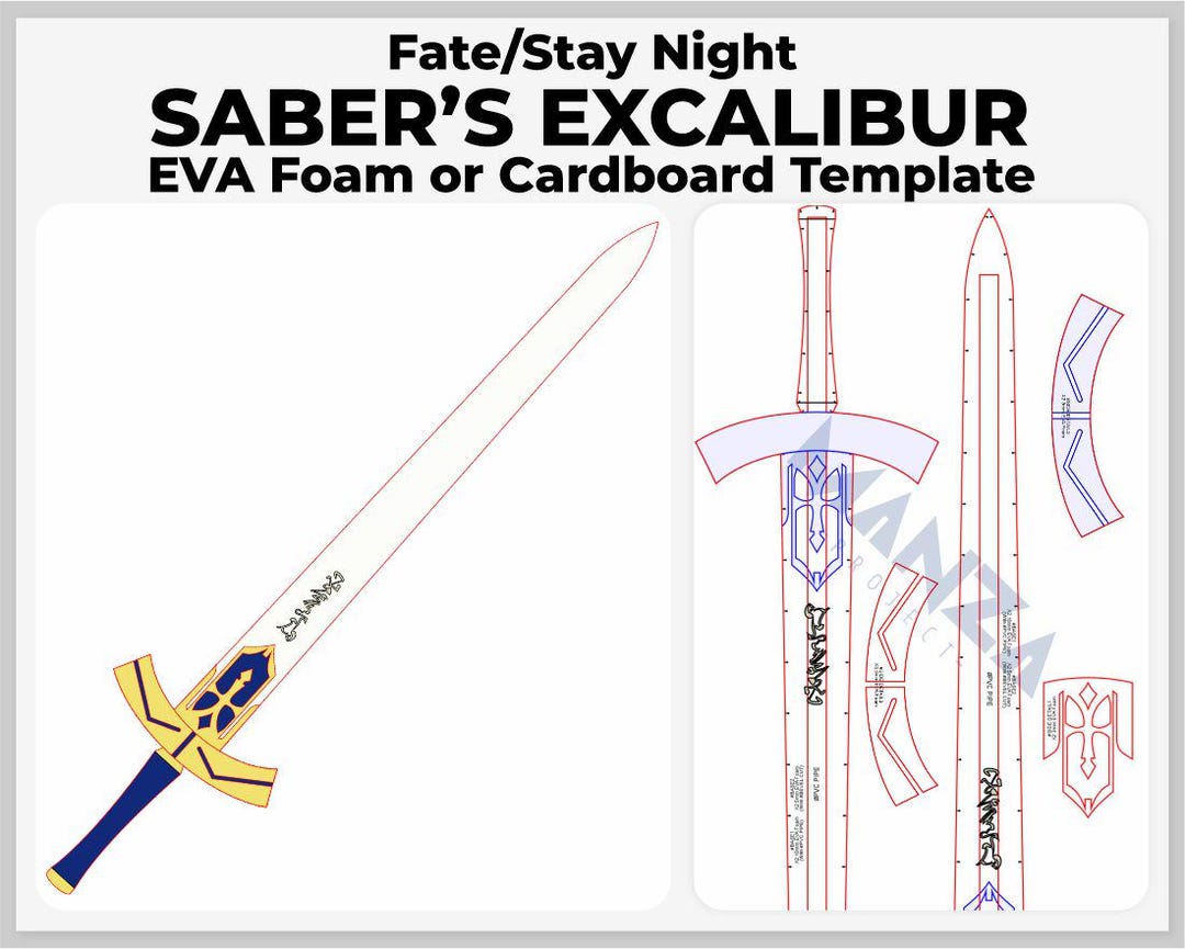 Saber's Excalibur - Fate/stay Night Cosplay Prop - Digital Template ...