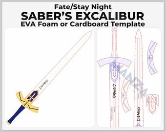 Saber's Excalibur - Fate/Stay Night Cosplay Prop - Digital Template Pattern