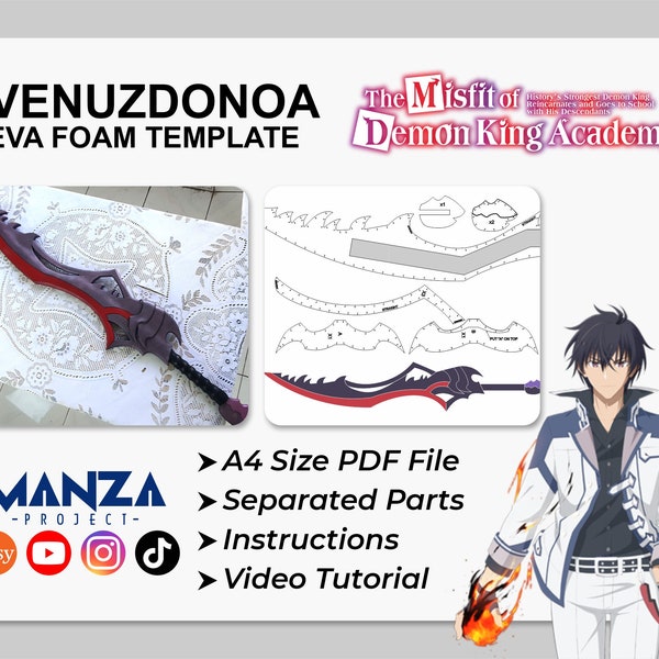 Venuzdonoa - The Misfit of Demon King Academy Cosplay Prop - Digital Template Pattern