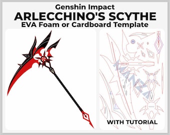 Arlecchino's Scythe Crimson Moon's Semblance - Genshin Impact Cosplay Prop - Digital Template Pattern
