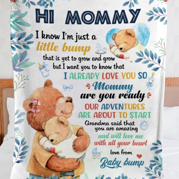 Hi mommy-Mommy To Be Gift From Bump, New Mom Blanket, Mothers Day Gift for Expecting Mom, Pregnancy Gift