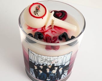 Stray Kids Lightsick Inspired Custom Candle - Hand Poured Red Marble - Kpop Gifts