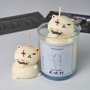 Suga Agust D Inspired Daechwita Kitten Custom Candle - BTS Gifts