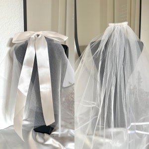 theBRIDESBOXX JGA veil bride veil with bow satin veil long veil short bachelor party image 1