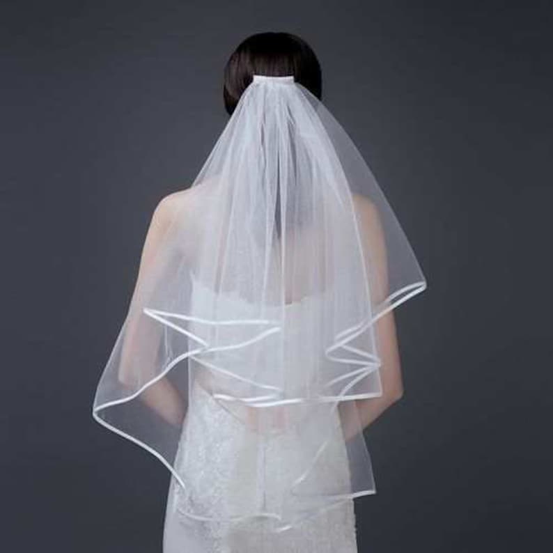theBRIDESBOXX JGA veil bride veil with bow satin veil long veil short bachelor party image 4