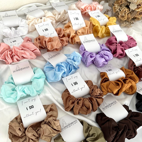 theBRIDESBOXX Corbata para el cabello satinada Dama de honor Scrunchie Novia Dama de honor ¿Serás mi dama de honor Corbata para el cabello satinada Regalo Boda JGA