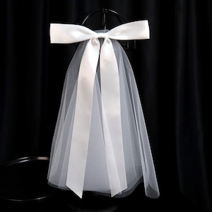 theBRIDESBOXX JGA Schleier Braut Bride Schleier mit Schleife Satin Schleier lang Schleier kurz Junggesellenabschied Bild 7