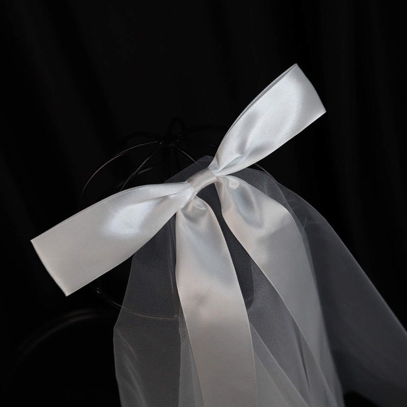 theBRIDESBOXX JGA veil bride veil with bow satin veil long veil short bachelor party image 9