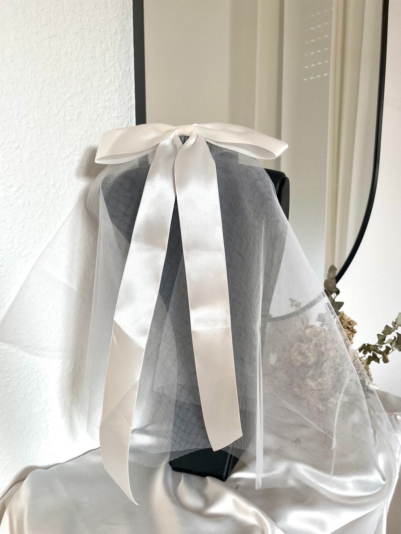 theBRIDESBOXX JGA veil bride veil with bow satin veil long veil short bachelor party image 5
