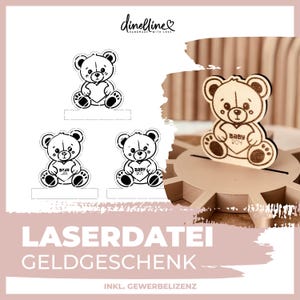 Fichier laser : Insérer ours - bébé garçon | Bébé fille | Personnalisable - Cadeau bébé, décoration chambre bébé - SVG