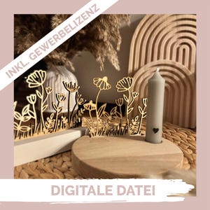 Lasergesneden bestand "Slider / blokstandaard bloemenweide" 8 cm / 13 cm / 16 cm - SVG
