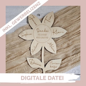 Fichier découpé au laser : "Fleur" 5 à 16 feuilles - cadeau d'adieu pour l'école / maternelle / crèche - fichier SVG - utilisation commerciale