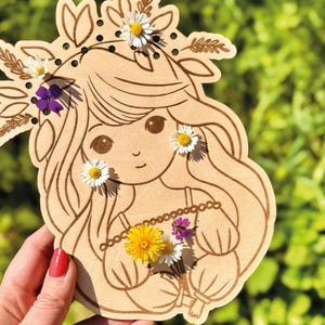 Lasercut-Datei: Blumensteckspiel/Blumensteckbild "Blumenmädchen" - Montessori-Spiel für Kinder - SVG - gewerbliche Nutzung