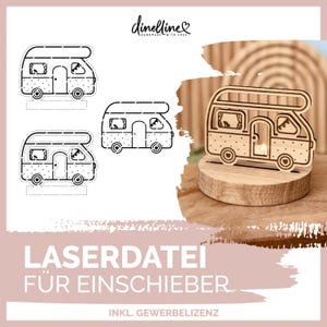 Fichier découpe laser/traceur/impression 3D : Insert / support - camping-car | Camping-car - SVG | 8 cm, 13 cm, 16 cm et blocs