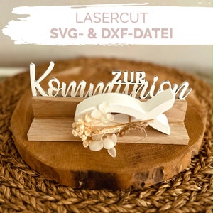Fichier découpé au laser | Support en bloc pour communion / confirmation / confirmation | SVG/DXF - utilisation commerciale