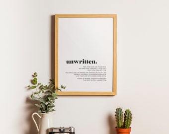 Wandbild Songtext „Unwritten“