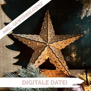 Lasercut-Datei (3mm & 4mm): 3D-Weihnachtsstern 30cm inkl. Gewerbelizenz  | SVG-Download