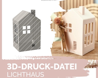 3D print file for a light house | for LED lighting and LED tea lights | variable size | freestanding - STL & 3MF