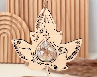 Laser file: Autumn suncatcher &quot;Leaf&quot; including commercial license | SVG | Download