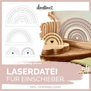 Lasercut-Datei Einschieber / Aufsteller Regenbogen | Babygeschenk, Deko für Taufe & Kindergeburtstag - SVG | 8cm, 13cm, 16cm, Klötzchen