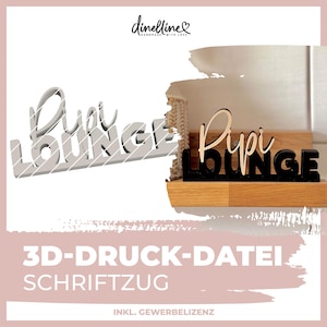 3D-printbestand belettering | Plaslounge | Grootte variabel | voor staand - STL & 3MF