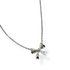 White Gold Maci Bow Necklace