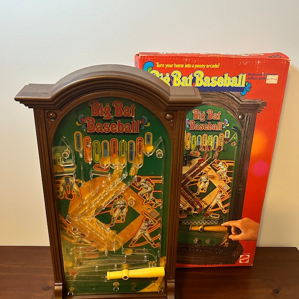 Flipper de table grosse batte de baseball vintage 1974 par Mattel