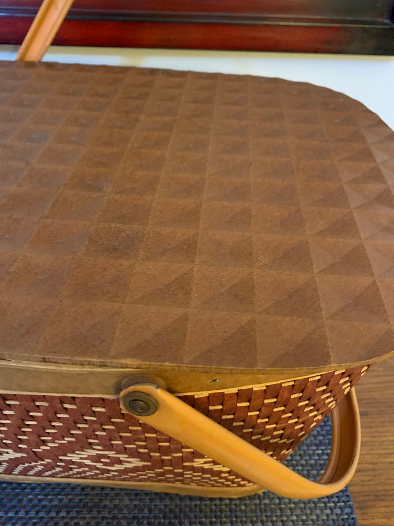 Vintage 1960s W.C. Redmon Red Wicker Picnic Basket Etsy