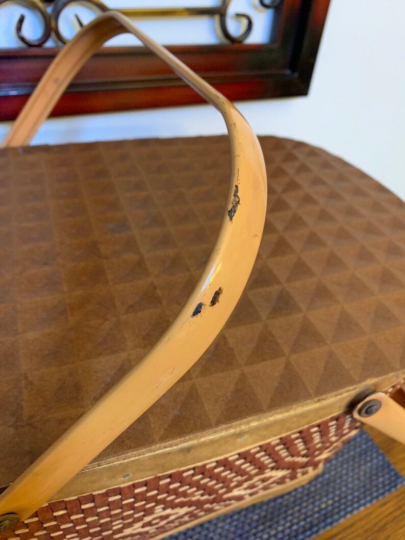 Vintage 1960s W.C. Redmon Red Wicker Picnic Basket Etsy