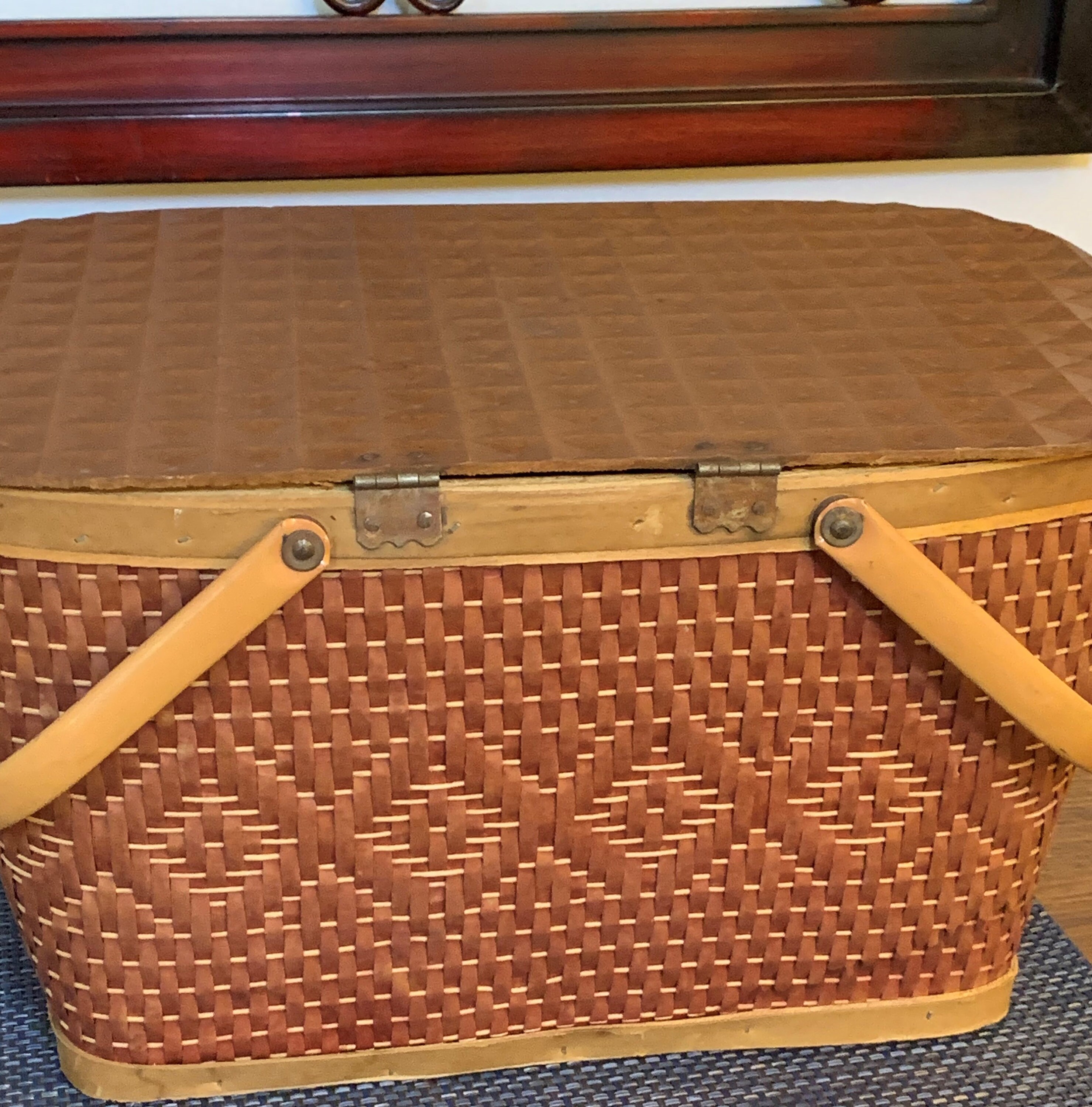 Vintage 1960s W.C. Redmon Red Wicker Picnic Basket Etsy