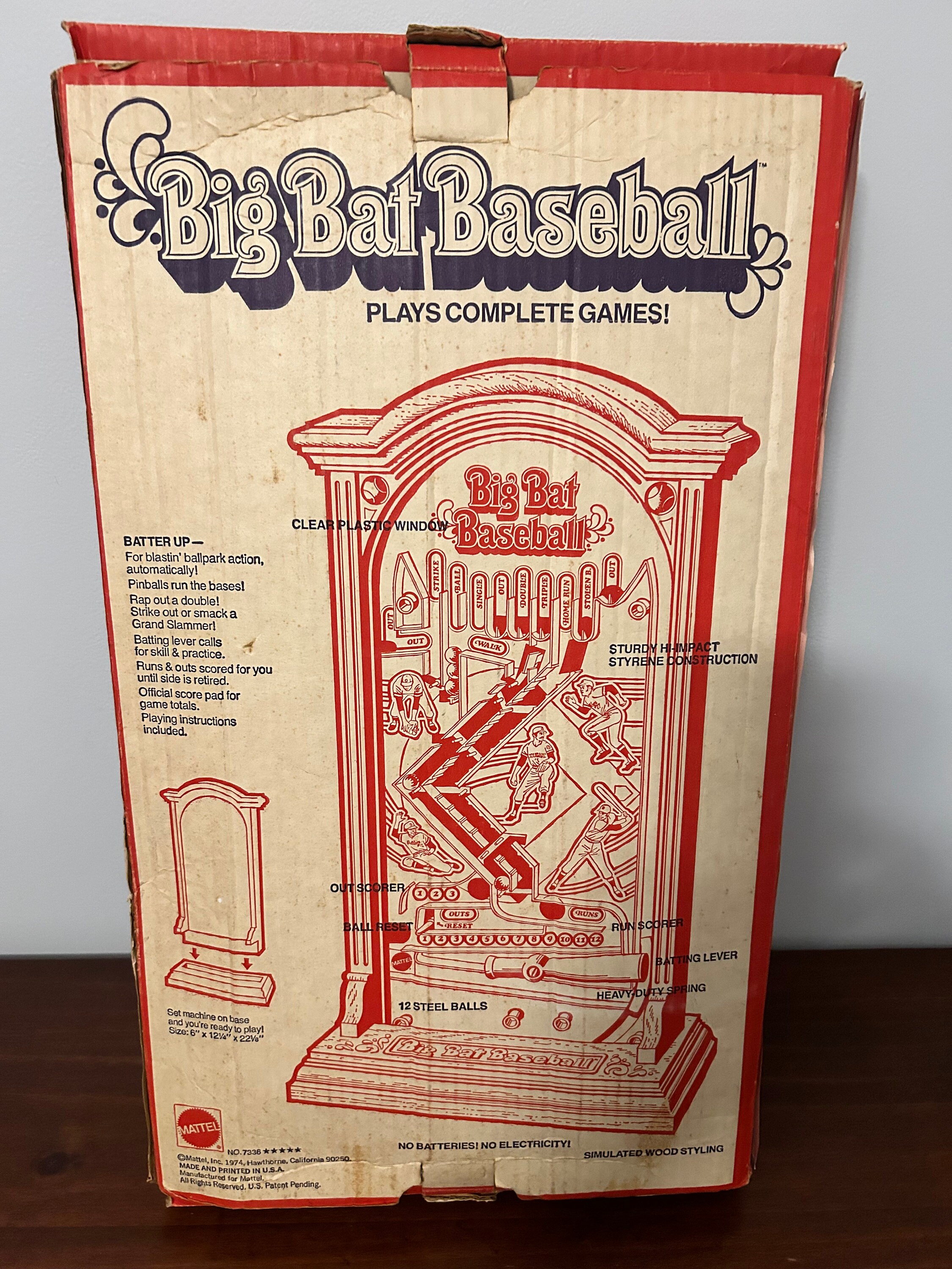 Vintage 1974 Tabletop Big Bat Baseball Pinball by Mattel Etsy