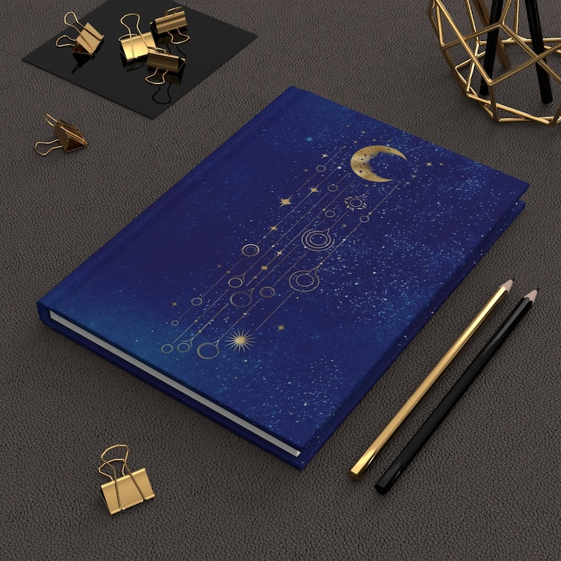 Midnight Celestial Journal Starry Night Sky Notebook - Etsy