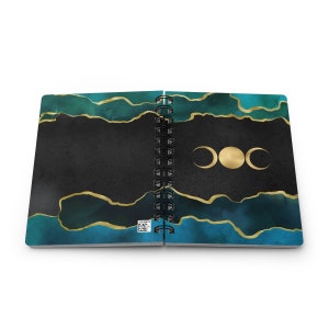 Black and Gold Celestial Journal With Moon Phases - Spiral Bound ...