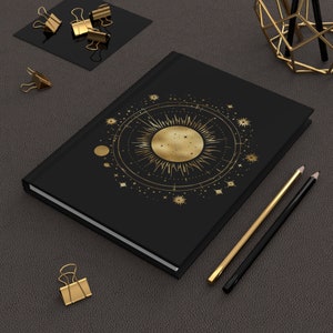 Carnet de notes noir Astral Golden Sun Journal à couverture rigide
