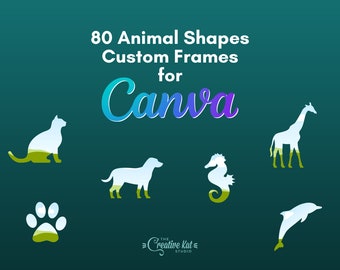 Tierformen Canva Rahmen: 80 benutzerdefinierte Vorlagen (Digitaler Download)