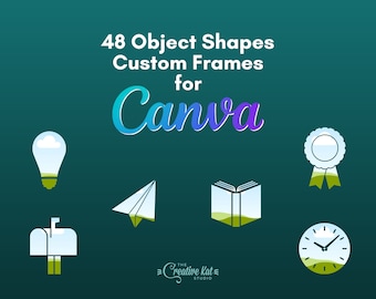 48 Objektformen Canva Frames: Bearbeitbare Designelemente (Digitaler Download)