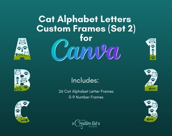 Katzen Alphabet Leinwandrahmen: Benutzerdefinierte Buchstabenvorlagen (Digitaler Download)