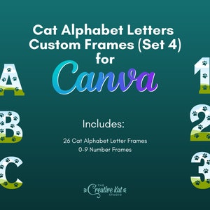 Canva Frames | Cat Alphabet Letters Custom Frames For Canva (Set 4) | Canva Templates | Editable Elements | Digital Download | Mockup