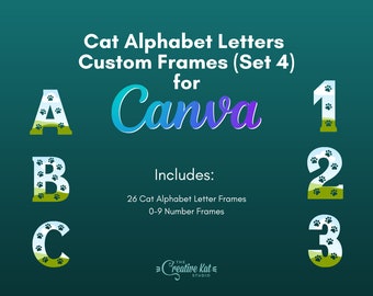 Katzen Alphabet Buchstaben Rahmen: Benutzerdefinierte Zahlenvorlagen (Digitaler Download)