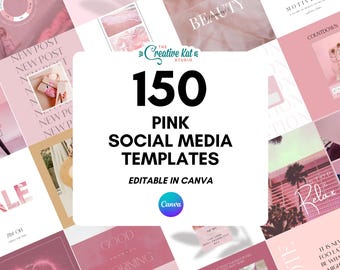 Rosa Social Media Vorlagen: Bearbeitbare Canva Designs (Digitaler Download)