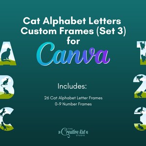 Canva Frames | Cat Alphabet Letters Custom Frames For Canva (Set 3) | Canva Templates | Editable Elements | Digital Download | Mockup