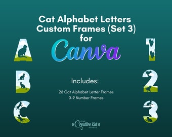 Katzen Alphabet Buchstaben Rahmen: Benutzerdefinierte Zahlenvorlagen (Digitaler Download)