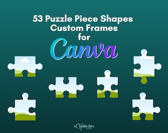 Puzzle Piece Canva Frames: 53 bearbeitbare Formen (Digitaler Download)