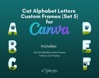 Katzen Alphabet Leinwandrahmen: Briefvorlagen (Digitaler Download)