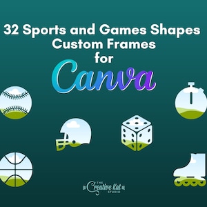 Canva Frames | Sports and Games Shapes Custom Frames For Canva (32) | Canva Templates | Editable Elements | Digital Download | Mockup