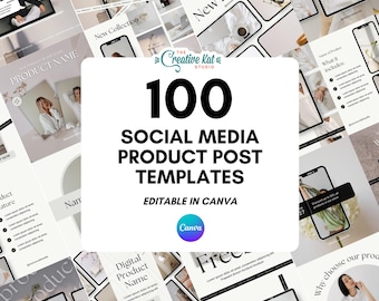 100 Social Media Produkt-Post-Vorlagen: Bearbeitbare Canva Designs (Digitaler Download)