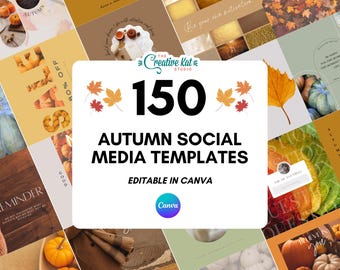 150 Herbstliche Social Media Vorlagen: Bearbeitbare Canva Designs (Digitaler Download)