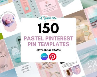 150 Pastell Pinterest Pin Vorlagen: Bearbeitbare Canva Designs (Digitaler Download)