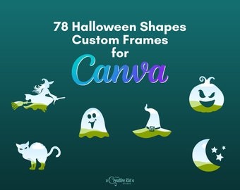 Canva Frames | Halloween Shapes Custom Frames For Canva (78) | Canva Templates | Editable Elements | Digital Download | Mockup