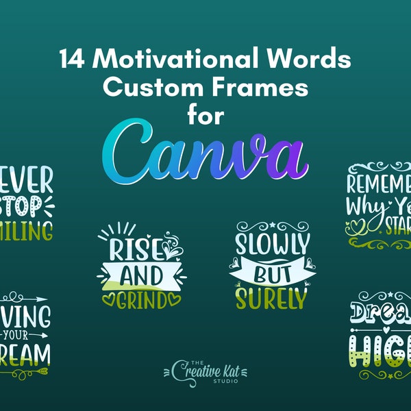 Canva Frames | Motivational Words Custom Frames For Canva (Set 1) | Canva Templates | Editable Elements | Digital Download | Mockup